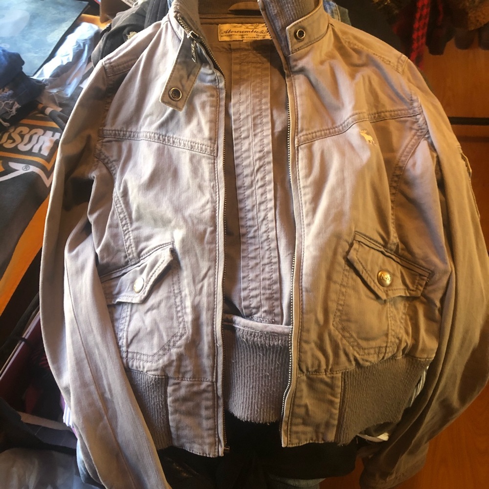 Abercrombie grey moto coat